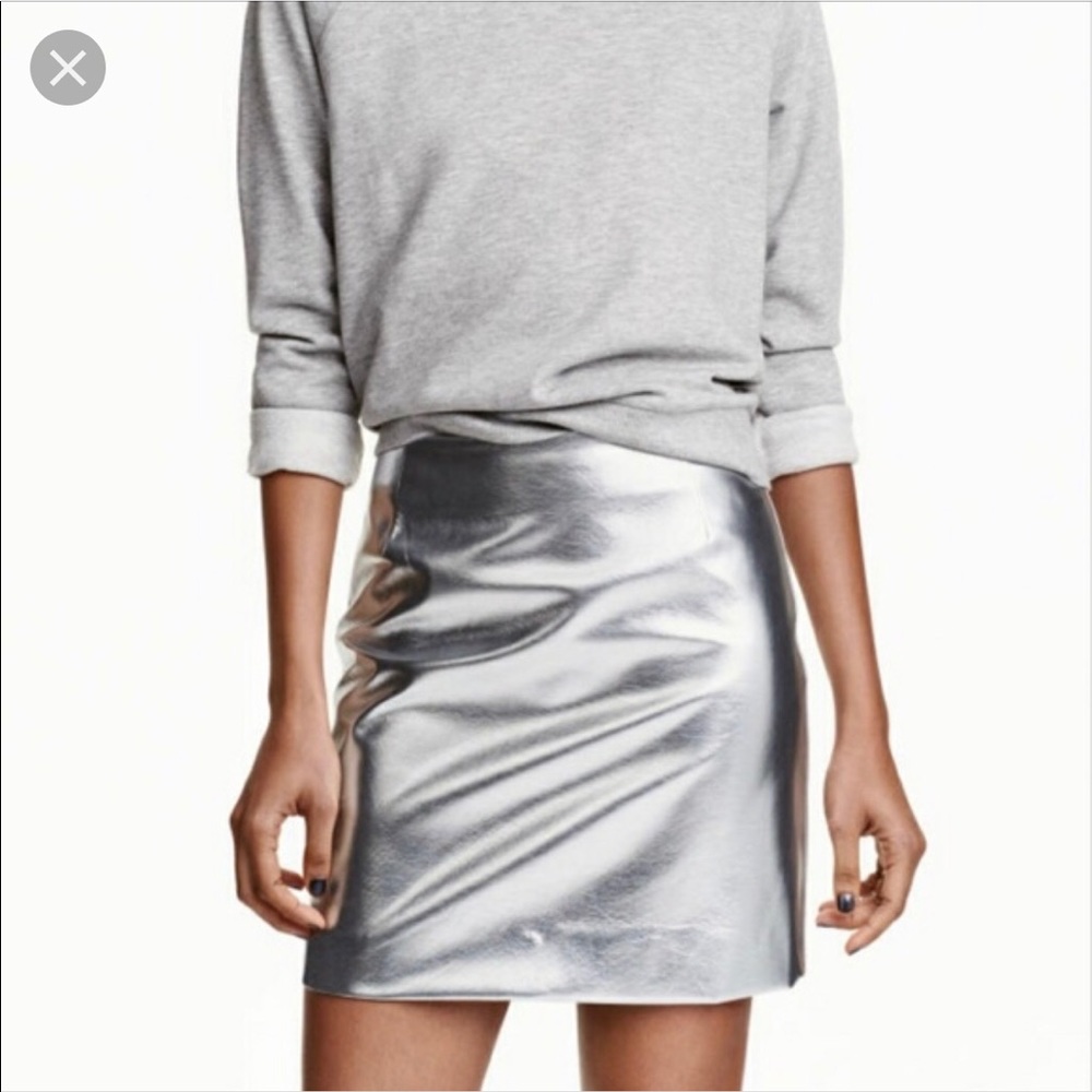 H&M Metallic mini skirt